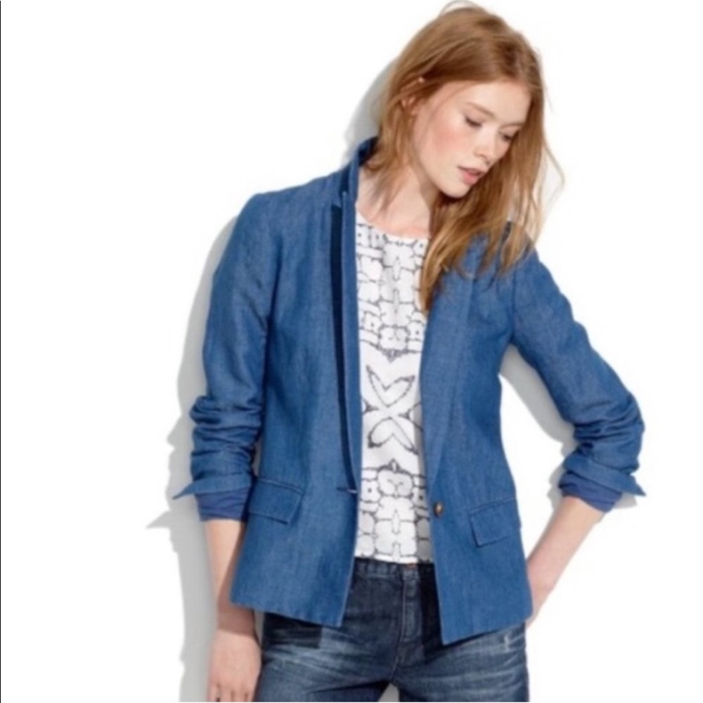 Madewell Chambray Linen Blazer size 2